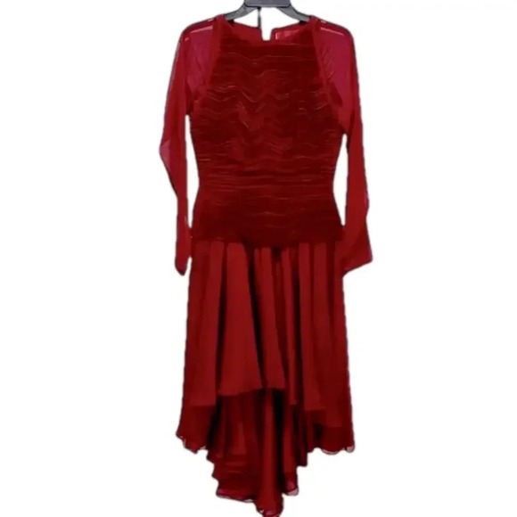 Vintage Oscar De La Renta x I. Magnin company dress bodice detail high low flowy - Picture 1 of 14